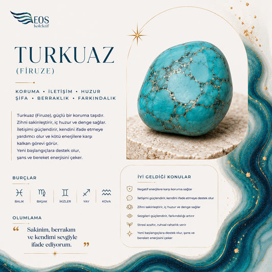 BLK-3031 Turkuaz Yuvarlak Doğal Taş Esnek Bileklik | Eos Kolektif