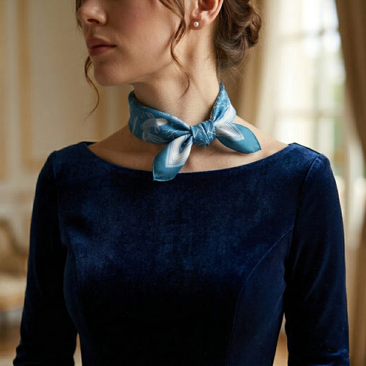 FLR-5010 Okyanus Serisi Balık Desenli Mini Fular