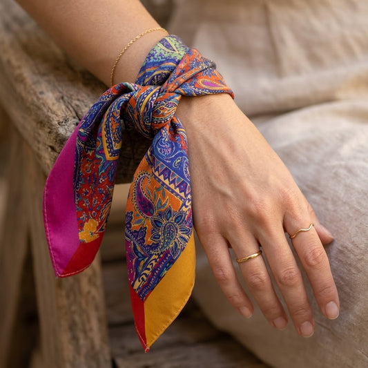 FLR-5014 Gökkuşağı Paisley Mini Fular