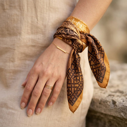 FLR-5018 Toprak Tonları Premium Pamuklu Mini Fular