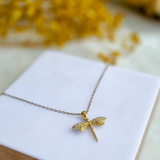 KLY-1025 Gold Yusufçuk Figürlü Çelik Kolye