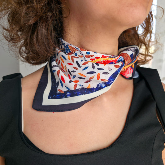 FLR-5023 Atölye Serisi Soyut Desenli Mini Fular