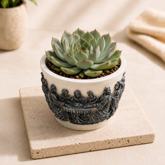 Dek-2129 Eos Rönesans Serisi: Gümüş Rölyefli Son Akşam Yemeği Saksı