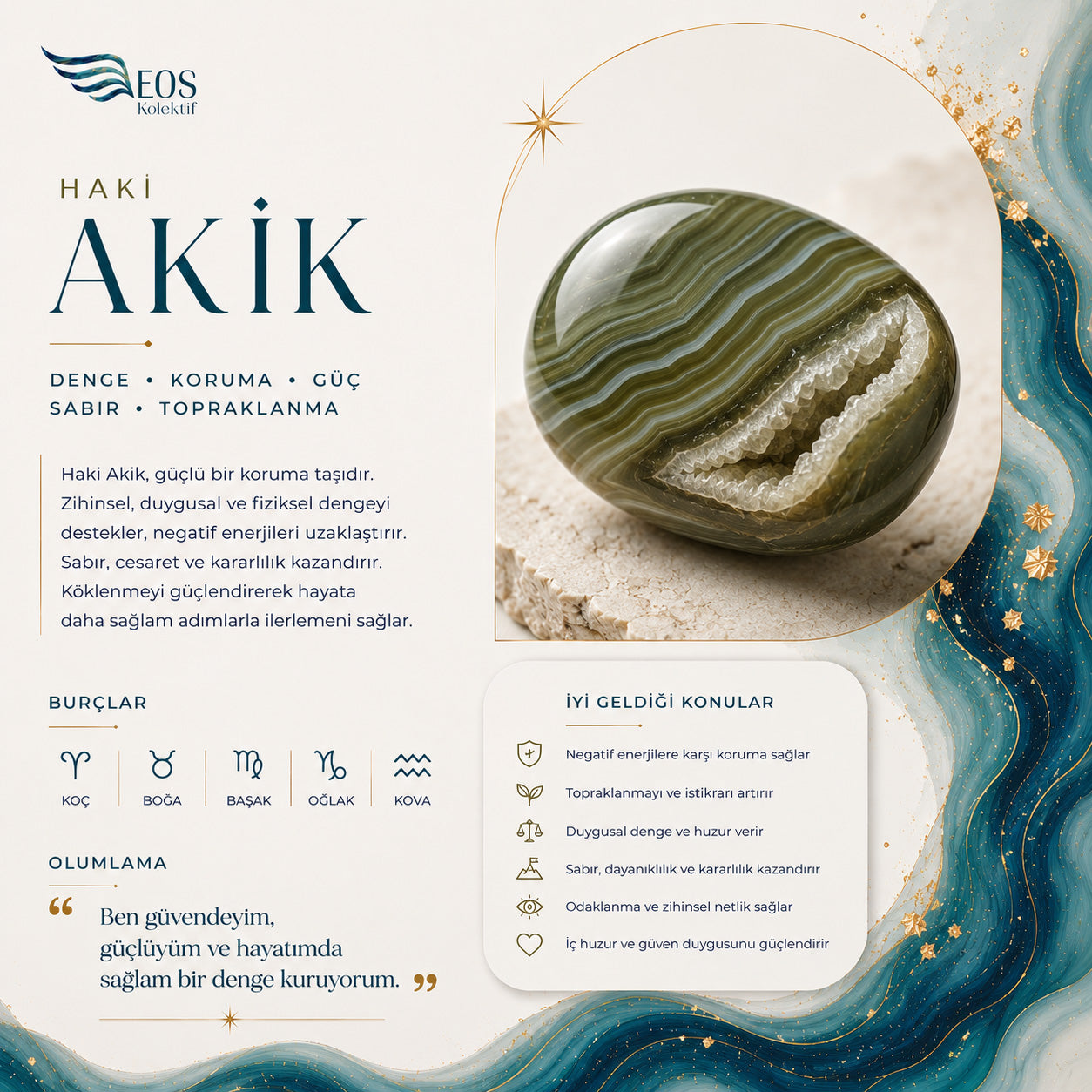 KLY-1030 Gerçek Akik Taşlı Otantik El Yapımı Kolye | Eos Kolektif