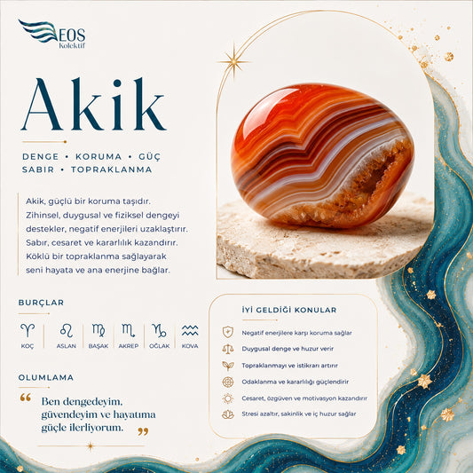 BLK-3034 Renkli Akik Taşı Yuvarlak Doğal Taş Esnek Bileklik | Eos Kolektif