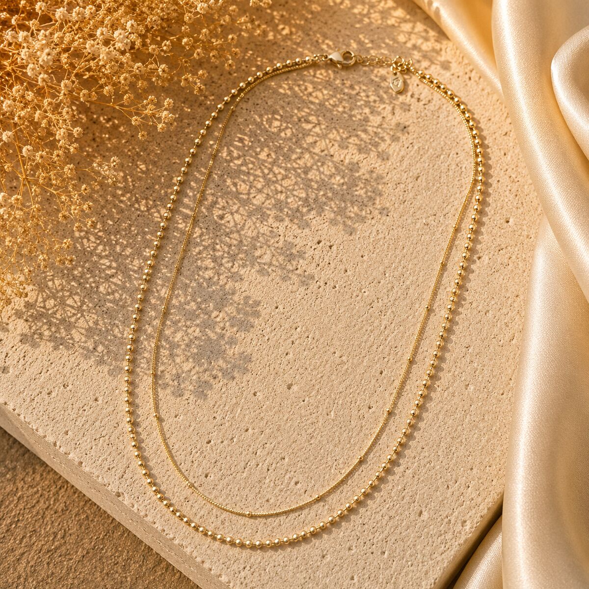 KLY-1043 İkili Katmanlı Gold Zincir Kolye | Eos Kolektif