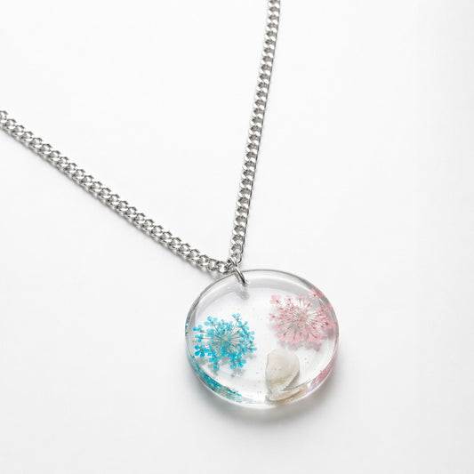 Tak-3116 Eos Pastel Rüya: Gerçek Çiçekli Yuvarlak Epoksi Kolye