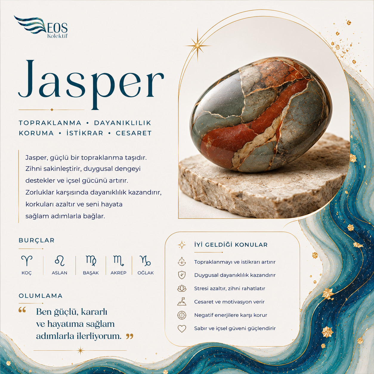 BLK-3029 Jasper Taşı Esnek Doğal Taş Bileklik | Eos Kolektif