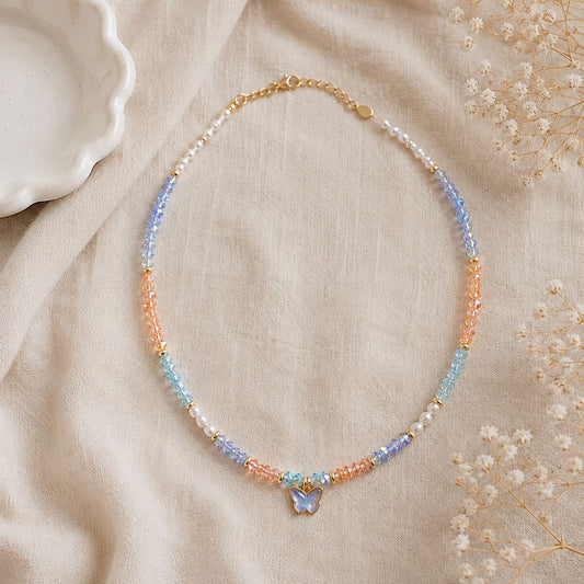 KLY-1038 Kelebek Uçlu Pastel Yazlık Kolye | Eos Kolektif