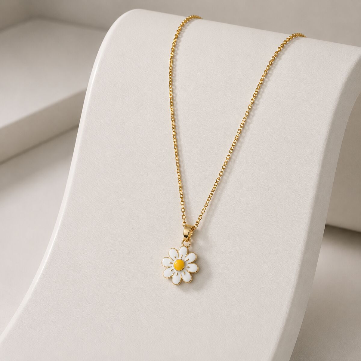 KLY-1054 | Beyaz Papatya Çiçek Kolye | Eos Kolektif